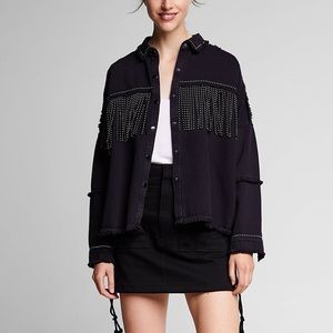 Zara Distressed Fringe Jacket